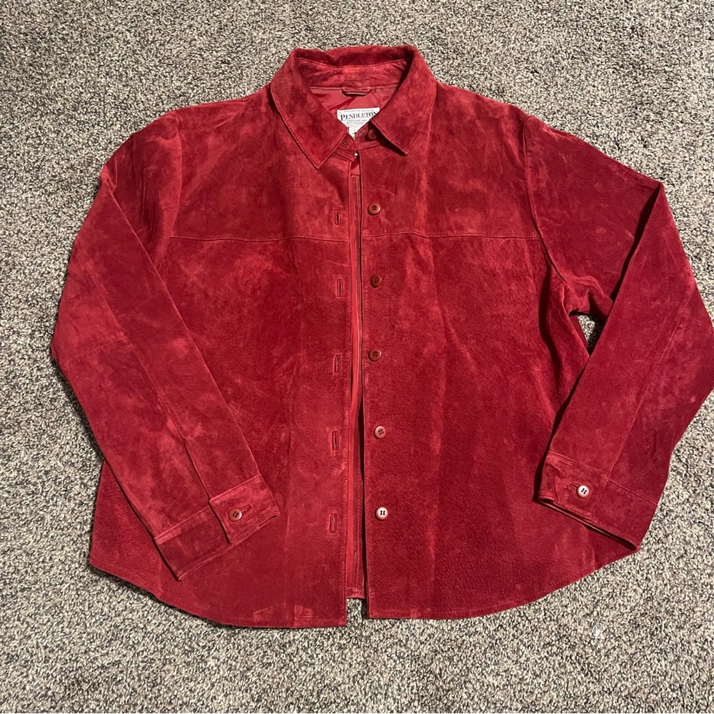 Vintage Pendleton Brick Red Shacket - 100% Suede Leather